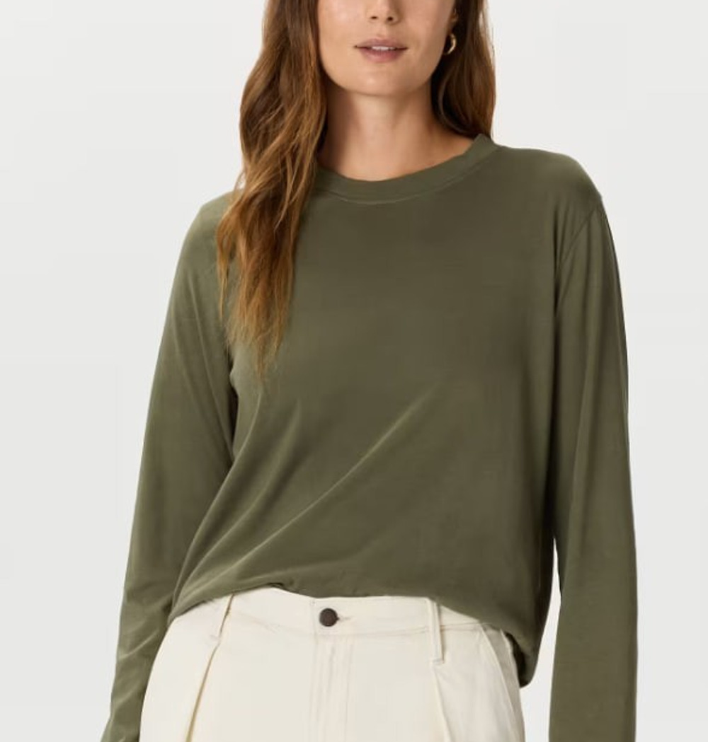 Quince Relaxed Long Sleeve Top Womens Cotton Modal Minimalist L A011246